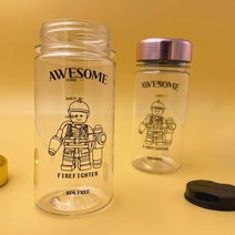 마이보틀 트라이탄 블럭 피규어 디자인 태권도 피아노 학원 보틀 물병 물통 350ml, 슈퍼히어로, 보라