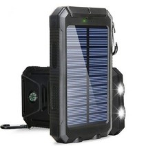 캠핑용파워뱅크 인산철파워뱅크 차박 파워뱅크 20000mAh 태양광 발전 배터리 야외 휴대용 충전기 방수 외부 듀얼 USB 충전 LED 조명, [01] 20000mah, [01] Black