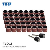TASP 연마 샌딩 밴드 슬리브 및 드럼 키트 42 개 샌드페이퍼 로터리 도구 액세서리 맨드릴 그릿 80 ~ 600, 04 320 Grit_02 10mm