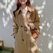 여자 맥 코트 솔리드 클래식 베이직 롱 가을 간절기 여성