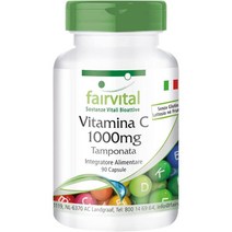 fairvital Fairvital |완충 비타민 1000mg - 고용량 - 비건 - 90 캡슐 - 칼슘 아스코르베이트, 1개