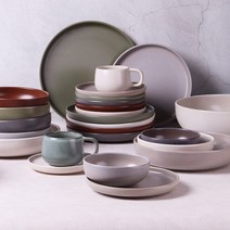 포르투갈 메사 우노 도자기그릇 접시 컵앤소서, 디저트 접시 22cm, 그린