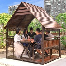 북유럽 파라고 지붕있는평상 파골라 조립식 정자 오두막 퍼걸러 옥상, 4인좌석캐빈+테이블+그늘