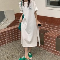 에이치플러스몰 레터링포인트 휴가지 편안한착용 데일리 롱원피스