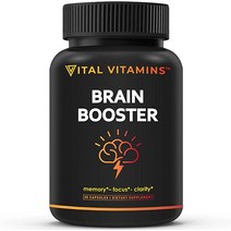 VITAL VITAMINS Brain Supplement Nootropics Booster - 집중력 향상 ampamp 마음 기억력 Clarity for Men Women Gink, [01] 30개(1팩)
