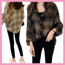 진코어 체크 셔츠 블라우스 가오리핏 루즈핏 모던셔츠 2컬러