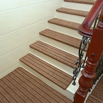 계단 카페트 매트 미끄럼방지 단단한 나무 카펫 거실 침실 미끄럼 방지 유럽 스타일, 80x24cm, 07 Camel stripes