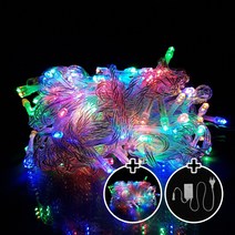 탄탄 LED 100구 AC220V 연결 크리스마스 트리전구 (2개) + 점멸잭 (1개) 세트, 투명선/4색