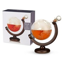 정품 Viski Globe 유리 위스키 텀블러 에칭 매니아 선물 및 제품 액세서리 12온스 2개 세트, Decanter