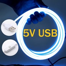 LED 네온플렉스 줄조명 USB 전원 DC 5V 유연한 네온 등 2835 120LED/m 리본 LED 스트립 빛 방수 사인 라이, 08 Ice blue_04 3m