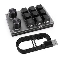 한손키보드 원핸드 게이밍키보드 rgb 윤곽 손잡이가 있는 매크로 게임 9 키 2, 블랙 USB
