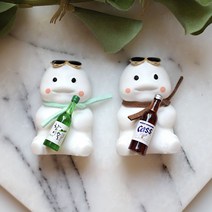 1+1 귀여운 실내 차량용 술마시는 앉은 지방이 석고방향제 (리필 오일 포함), 클린코튼, 소주+소주