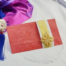 결혼식 돌잔치 청첩장 초대장 종이 금별 케이스 적색