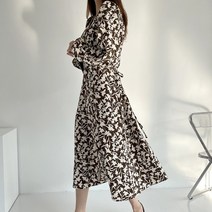 빅사이즈 잔골덴 제인 꽃패턴 랩 롱 원피스 66-99