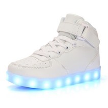 아이스스케이트화 피겨스케이트화 스피드스케이트화USB 충전 하이 탑 LED 발광 남성 신발 패션 빅 사이즈, 21 45, 10 WHITE