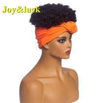 가발수선 가발회사 조커가발 엘사가발 흑인머리 히피펌가발 로제머리 인스타셀럽 탈색가발 탈색붙임머리 Joyluck 짧은 터번 가발 머리띠와 가발 함께 연결된 가발 아프리카 88, 21