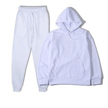 두 조각 세트 캐주얼 양 털 Tracksuit 남자 여자 겨울 여자 세트 대형 후드 긴 소매 까마귀 스포츠 바지, 하얀_M