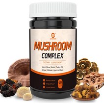 [타임딜] GANOHERB 6 in 1 버섯 복합물 - 800mg 유기농 과일 추출물 함유 보충제 사자 갈기 영지버섯 칠면조 꼬리 차가버섯 잎새버섯 아가리쿠스 블레제이 60 베지