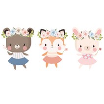 천아트 의류 열전사지 곷을 든 여우 곰 돼지(92815) 티셔츠 전사지 제작