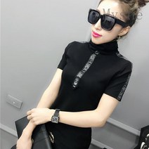 [Myshe]마이쉬 여름 여성 목폴라 티 기능성 반팔 타이트 베이직 JAN15ZJ121DT03