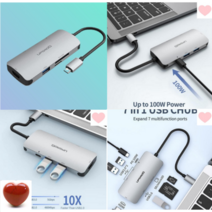 맥북 에어 프로 어댑터 블랙 USB C 허브 케이블, 7-1 HUB