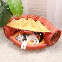D17 고양이 숨숨집 재즈바 고양이터널 침대, 없음