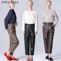 쉬즈미스 백 밴딩 레더 팬츠
