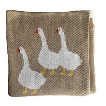 구스이불 헝가위 거위털 이불 귀여운 거위 신생아 니트 담요 코튼 소프트 베이비 유모차 커버 어린이 낮잠 따뜻한 에어컨 소년 소녀 싸는 랩, 85x110cm, 카키색 옷감