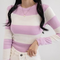 나나민 빅단가라배색라운드니트