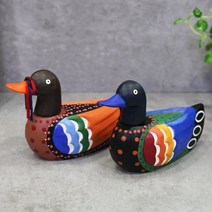 고급 단청 원앙 장식품 2P 전통장식 수공예장식 함기러기 원앙장식 함용품 신혼부부선물 결혼선물, 소사이즈, 고급한지상자