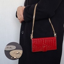 1300k [메이플리프] 폰 가방 메탈 체인 핸드 백 숄더 줄, 실버