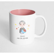 핸드팩토리 꽃다발할아버지 할아버지 오래오래 건강하세요 머그컵, 내부 파스텔 핑크, 1개