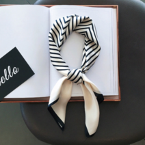 실크 새틴 정사각형 70x70 스트라이프 라인 줄무늬 스카프