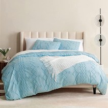 Dreamcountry 드림컨츄리 터프트 이불 커버 세트 3피스 킹 사이즈 부드럽고 통기성이 좋은 극세사 커버 지퍼 잠금 및 코너 타이 포함 홈 침구 세트 사계절용 핑크, Twin