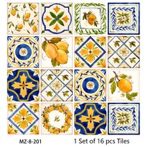 붙이는 타일 방바닥 16pcs 수채화 그림 스타일 벽 스티커 주방 Backsplash 옷장 욕실 방수 필 & 스틱 아트, 01 MZ-8-201_01 20cmX20cmX16pcs