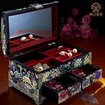 나전칠기자개장 진주 칠기 보석 저장 상자 단단한 유럽 공주 복고풍 법원 더블 레이어 결혼 선물, [01] 나비 사랑 꽃