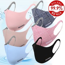 비크론 은나노 도전사 3D 입체 연예인 항균 마스크 5+1장/연한핑크+아이보리+스카이블루+레드패턴+블루패턴 세탁가능