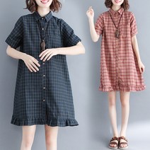 JQS 여성 여름 빅사이즈 66~99 셔츠 미니 원피스 60165