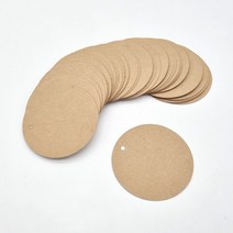 크라프트 무지 원형택 6cm 50매 종이 의류 네임 라벨 감사 장식 포장 택 태그