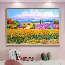 MINJING 3D전체DIY 큐빅 보석 십자수세트 산수화 전원 경치 꽃들 해바라기 취미생활 비즈십자수 집들이 선물 생일, 1세트, 70x50cm