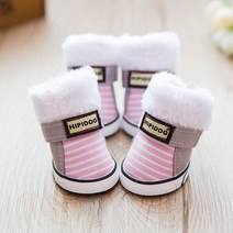 강아지 겨울 신발 어그 반려견 크록스 4Pcs/Set Winter Warm Dogs Shoes Cute Boots Snow Walking Cotton, 06 B-Pink_01 1