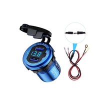 12V 24V 알루미늄 방수 듀얼 QC3.0 USB 고속 충전기 전원 콘센트 LED 전압계 스위치 케이블 자동차 마린 트럭 SUV, 푸른