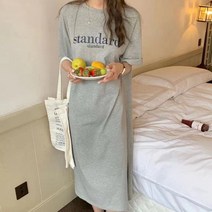 코지니랜드 여성 여자 레터링 반팔 롱 원피스 루즈핏 오버핏