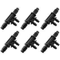 rlecs 6pcs 38 인치 14 인치 온실 드립 관개 물 4mm 드립 호스 용 4 웨이 스플리터 원예 물 관개 피팅 블랙