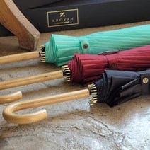 크로반 튼튼한 곡자 장우산 모던파스텔 우드그립 KR3