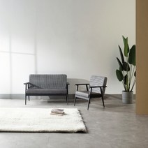 숨결 [숨결]엘리온 체크 디자인 카페 1인 소파(패브릭 가죽)-착불, 1인체크-다크그레이:우드프레임
