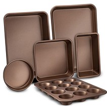 NutriChef 논스틱 제빵기구 세트 품질의 베이킹 시트 기름지지 않은 쿠키 트레이 넓고 사각형 팬 빵 로프 및 원형 케이크 모양을 감싸거나 구부러지지 않도록 디자인