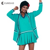 테니스 원피스 편한 테니스복 투피스 cugoao 패션 여성 드레스 반바지 정장 호수 녹색 여성 골프 배드민턴 드레스 세트 캐주얼 야외 체육관 sportwear