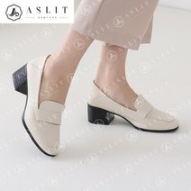 애슬릿 애슬릿 여성 스퀘어 토 통굽 여성 로퍼 미들 힐 5cm