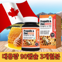 비염 잔기침 기관지염 기침 가래 구내염 몸속 코 감기 축농증 염증 에좋은 영양제 약 3개월분 대용량 천연 항생제 프로폴리스 높은 혈압 낮추는 도움 건강식품 캐나다 직수입 식약처, 1상자(90캡슐) 3개월분 대용량_사은품패치